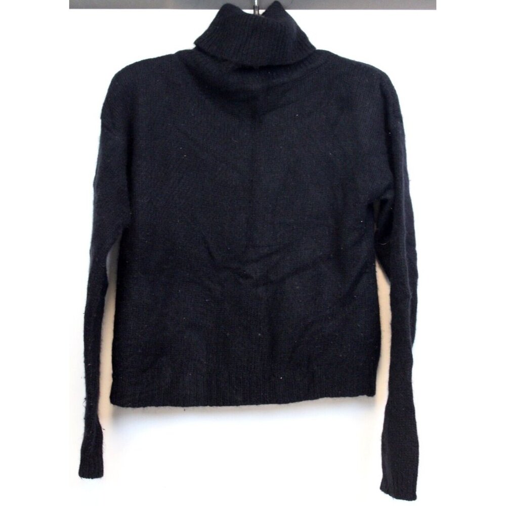 VTG 80s Michelle Stuart Soft Angora Black Sweater sz M Turtleneck Shoulder Pads